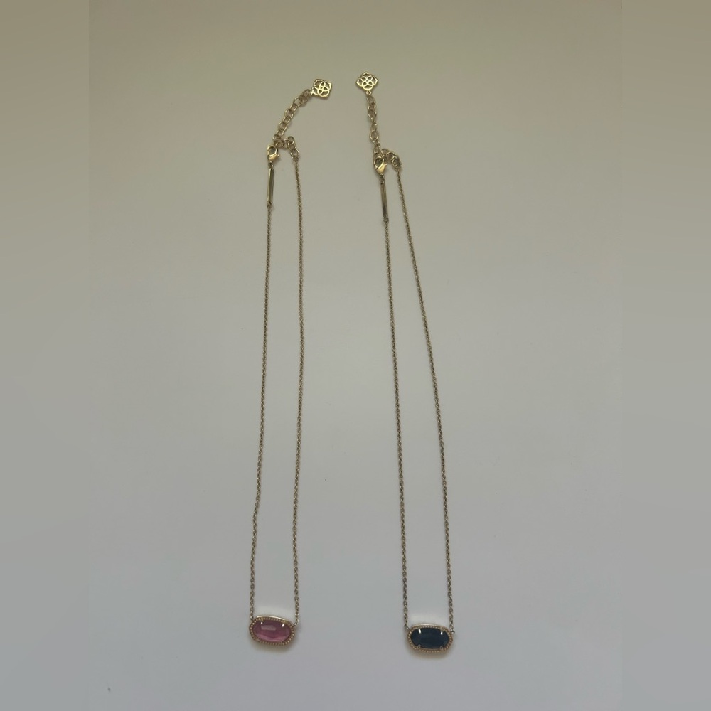 Kendra Scott Set of 2 Elisa Pendant Necklaces Azalea Illusion & Black